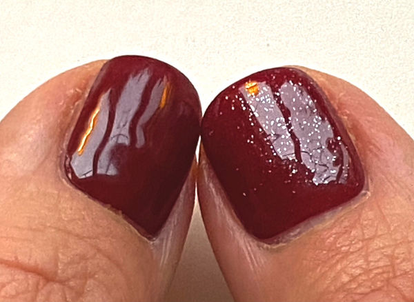 Kurze Fingernägel in rotbraun